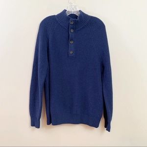 Banana Republic Italian Yarn “Gifting Button” Cable Knit Navy Sweater